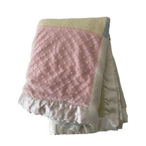 First Impressions Blue Pink Yellow Cream Patchwork Bump Dot Baby Blanket Lovey